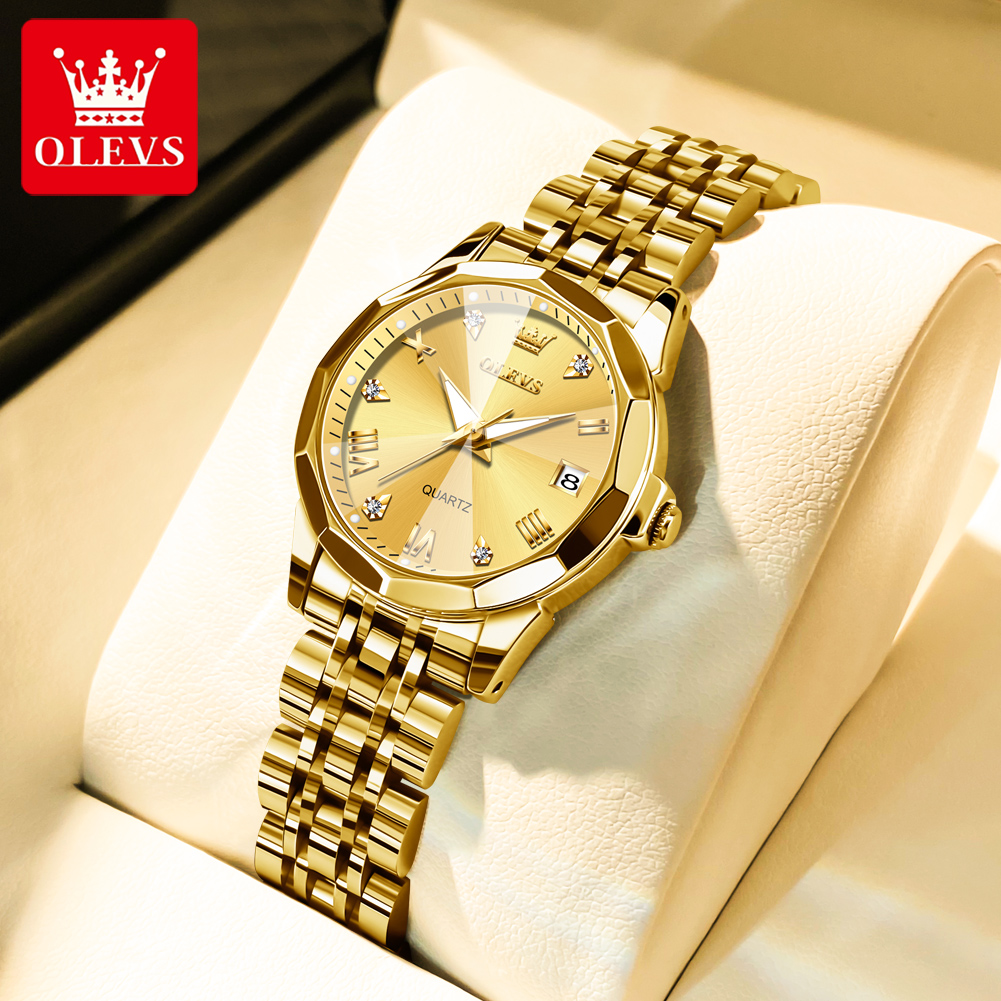Ladies Luxury Watch - OLEVS Fashion Golden Watch for Women