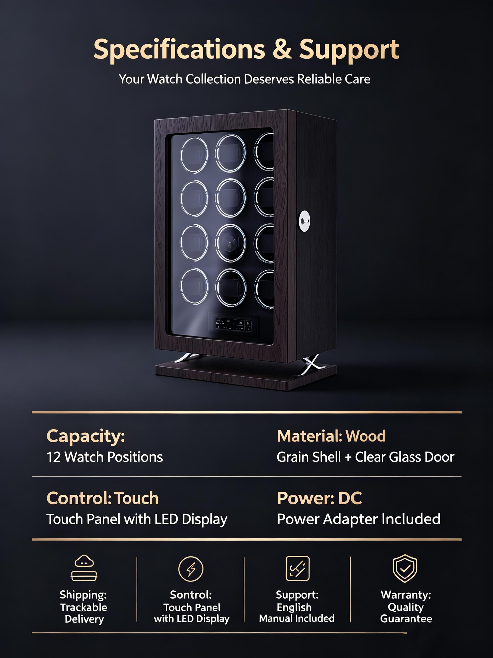 IBBETON Luxury Adjustable Touc - Luxury Watch Winder Box recension och pris