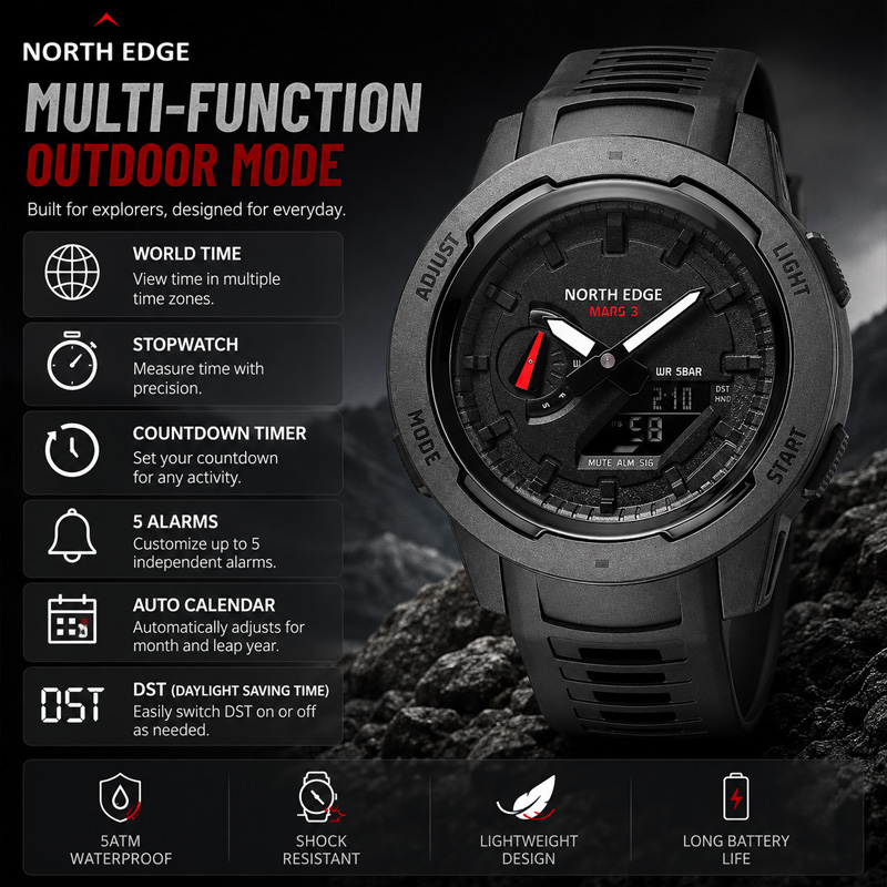 2026 NORTH EDGE Mars 3 Men Dig - Luxury Watch In The World recension och pris