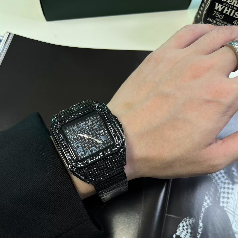 Gold or Black Watch Ice Out Sq - Luxury Watch Gold And Black recension och pris