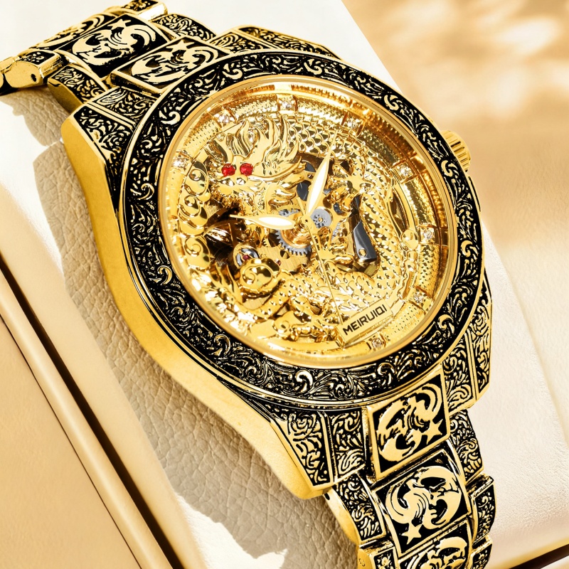 A men's yellow retro style hig - Tourbillon Movement Watch recension och pris