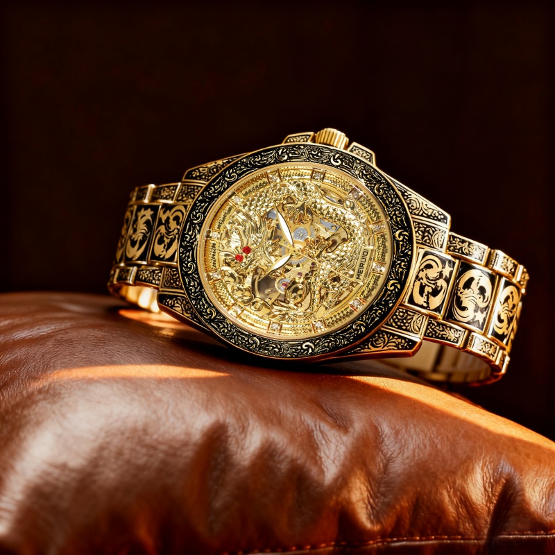 A men's yellow retro style hig - Tourbillon Movement Watch recension och pris